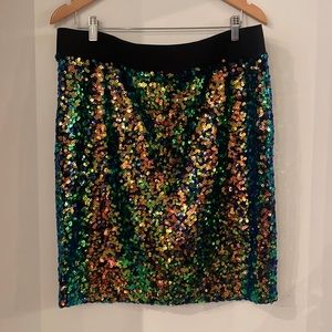 Torrid Size 2X 18/20 - Soft Knit Waistband Sequined Skirt Multicolor Pull On